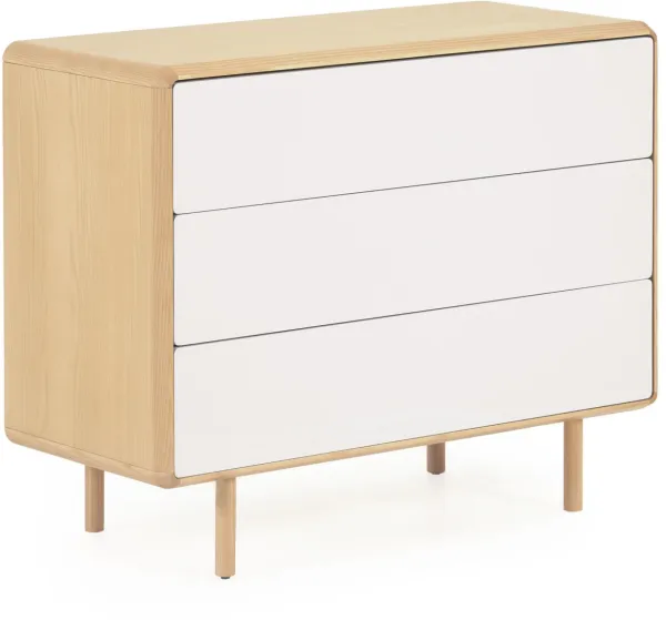 LAFORMA Anielle kommode, m. 3 skuffer - grå/natur askefinér/asketræ